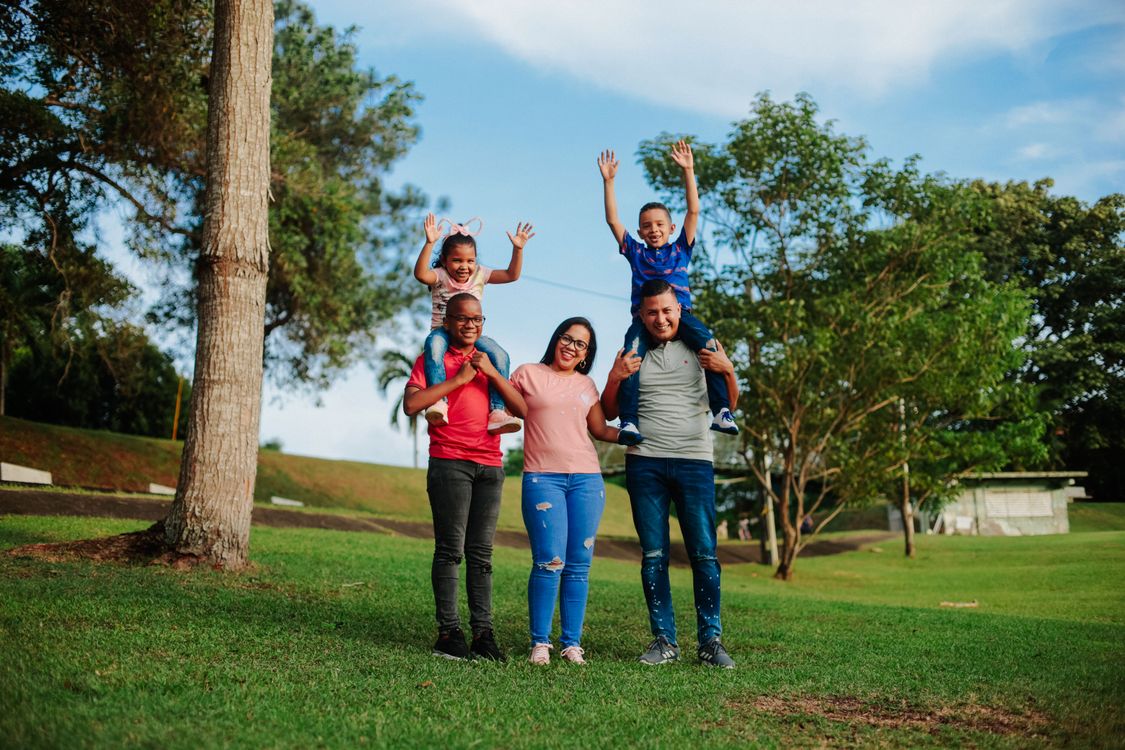 A healthy family enjoying time outdoors