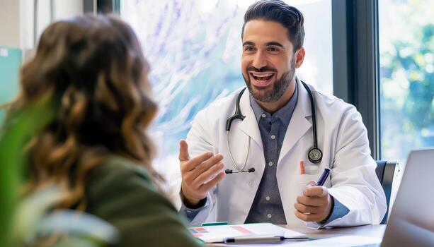 Friendly doctor consulting with a patient